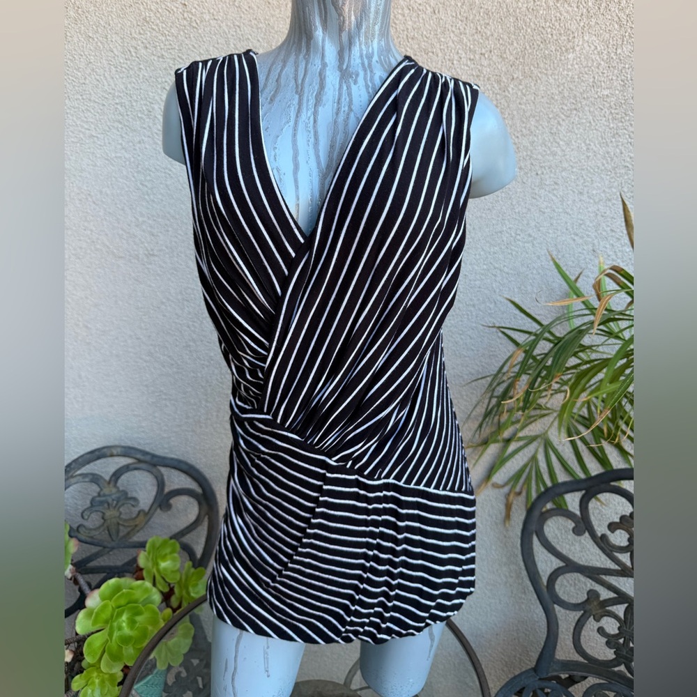 3/$30 Apt. 9 Ladies Black and White Striped Top